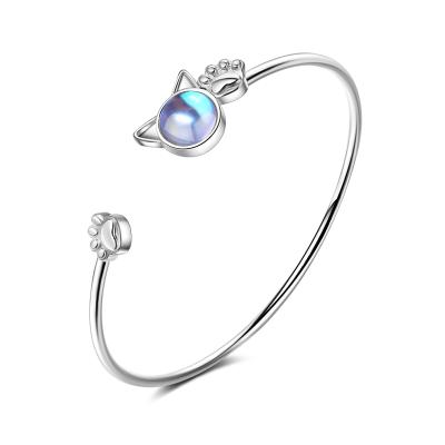 China Trendy Environmentally Friendly Jewelry Moonstone Bracelet Cat Bangle Cute Bracelet For Women Girls for sale