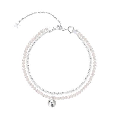 China Jewelry Double Layer Pearl Chain Ball Environmentally Friendly Shiny Bracelet For Women Gifts Wholesale for sale