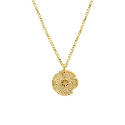 China Long Color Keeping Simple Irregular Round Star Pendant Necklace For Women 18k Gold Plated Stainless Steel Jewelry for sale