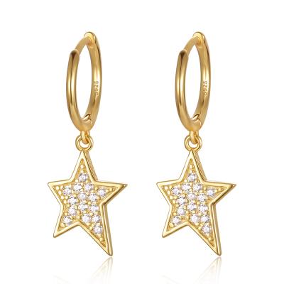 China Wholesale High Quality Gold Plated Dangle Earrings For Women 925 Sterling Silver Star Hoop Earrings Jewelry for sale