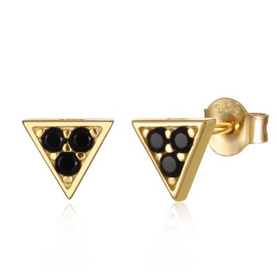 China Wholesale High Quality 925 Sterling Silver Jewelry Black Zircon Triangle Shaped Stud Earrings For Women for sale