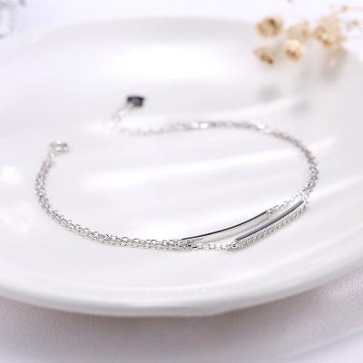 China High Quality Fashion 925 Silver Bangle Sterling Double Layer Chain Curve Charm Bracelet For Women Jewelry for sale