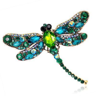 China Fashion Crystal Insect Brooch Animal Large Dragonfly Brooch Jewelry Luxury Rhinestone for sale