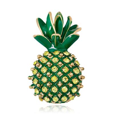 China Luxury Korean Jewelry Crystal Rhinestone Fruit Pineapple Brooch Enamel Brooch Pin For Women Men for sale