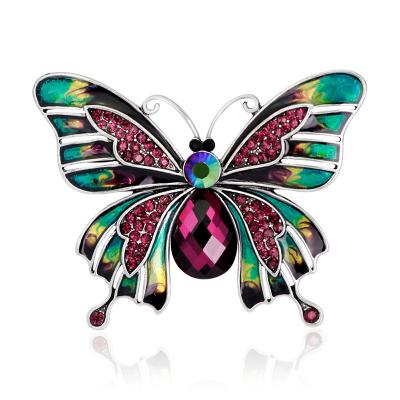 China Luxury Vintage Rhinestone Insect Brooch Enamel Butterfly Brooch For Women Fashion Accessories 2021 for sale