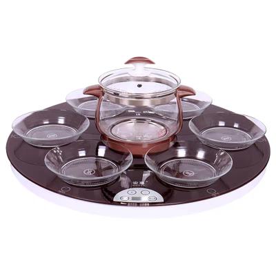 China Dining Table Food Deluxe Electric Revolving Heating Dish with 6 Dishes and Stock Pots for sale