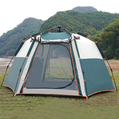 China Hexagonal Camping Tent Diamond Ground Nail Tmwo Open Tent Family Instantly 3-4 Person Space Hexagonal Rain Proof for sale