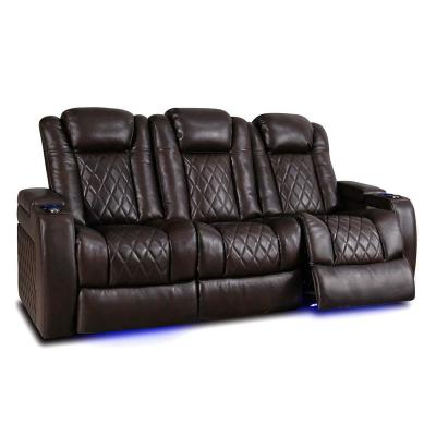 China (Height) Nappa Leather Top Grain Adjustable Headrest Home Theater Adjustable Powered Seating With Storage for sale