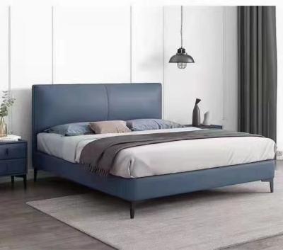 China Modern High Quality Modern Bedroom Furniture King Size Upholstered Wooden Queen Leather Beds Without Mattress for sale