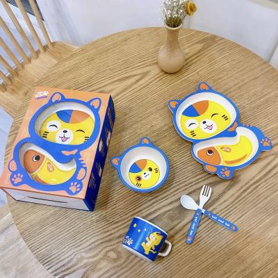 China BPA free high quality cheap baby dinner set baby food feeding bowls set with fork and spoon bpa free plastic feeding set for sale