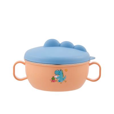 China Best BPA Free Ware Baby Tableware Set With Lid Stainless Steel Baby Feeding Bowl For Baby Kids Tableware Non-Slip Bowl for sale