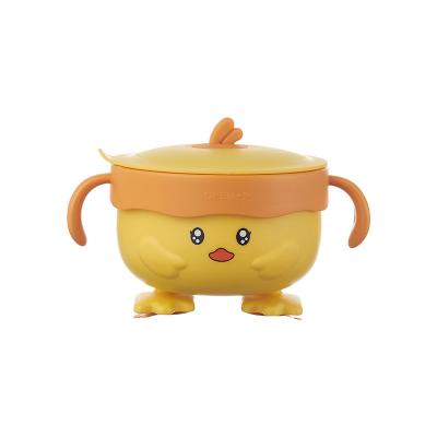 China Wholesale 316 Stainless Steel Free Water Nitrosamine Heated Bowl With Sucker Insulation Baby Food Bowl Cartoon Design Toddler Feeding Bowl for sale