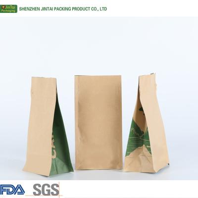 China Eco-Friendly Brown And White Kraft Paper Bag Moisture Proof Ziplock Stand Up Kraft Paper Bread Bag Customized for sale