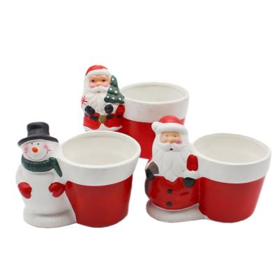 China Wholesales Country Garden Supplies Garden Handpainting Home Indoor Ceramic Christmas Decoration Plant Succulent Pots for sale