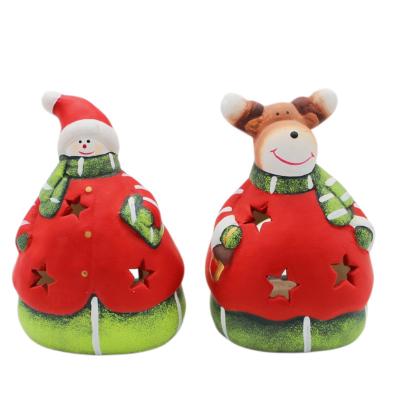 China Home Deocration Garden Supplies Handmade Craft Supplies Ceramic Candle Holders Cute Christmas Figurine Home Decoration for sale