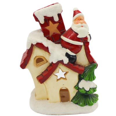 China Home Garden Deocration Supplies Ceramic Cute Christmas Figurine Home Decoration Handmade Candle Holders Craft Supplies for sale