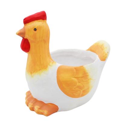 China Country Custom Wholesale Country Home Animal Chicken Garden Decoration Planter Ceramic Plant Pots for sale