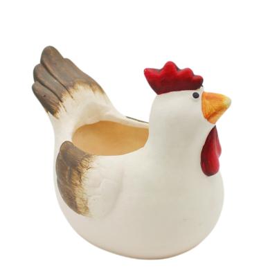 China Country Custom Wholesale Country Home Animal Chicken Garden Decoration Planter Ceramic Plant Pots for sale