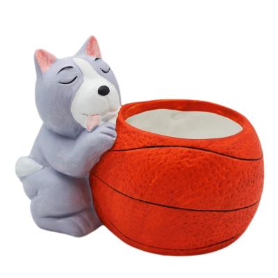 China Cute Cartoon Dogs Animal Shaped Basketball Flower Pots For Decoration Home Garden Planter Succulent Pot for sale