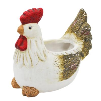 China Animal Flower Planter Statue Chicken Statue Plants And Pot Decorative Country Garden Pot for sale