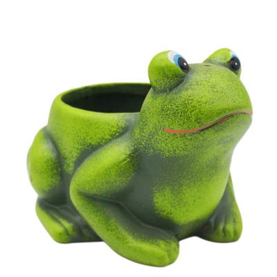 China Cartoon factory wholesales cute animal ceramic garden pots basin garden pots frog ornament outdoor decoration for sale