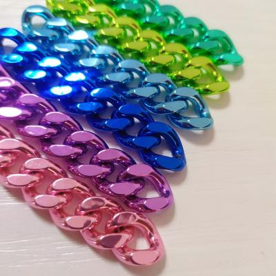 China Newest New Style Candy Color Plated Stainless Steel Rainbow Bag Chain Flower Pot Chain Chain for sale