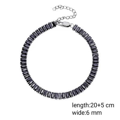 China Environmental Friendly Fashion Iced Out CZ Diamond Baguette Claw Chain Tennis Bracelet Zircon Tennis Bracelet for sale