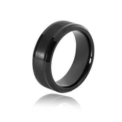 China Customized Size Fashion Punk Comfort Fitted Tungsten Ring Jewelry Black Steel Wedding Ring Mens Fashion for sale