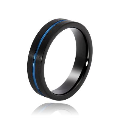 China Wholesale Punk Stainless Steel Men Rings 6Mm Classic Minimalist Black Rings For Sale for sale