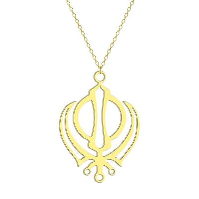 China FASHIONABLE Sincerely Design Gold Plated Sikhs Religious Jewelry Sikh Pendant Stainless Steel Sikhism Necklace for sale