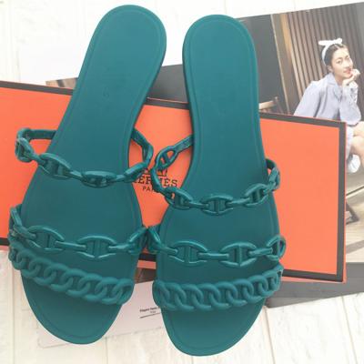 China Fashion Summer Beach Jelly Shoes Jelly Slippers Flat Female Open Toe Flat Slippers One-Piece Stat Chic Anti-Slippery Flat Slippers For Ladies for sale