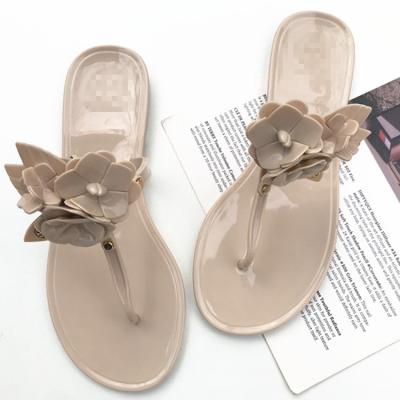 China Popular new style Anti-slippery jelly ladies fail slippers wholesale latest 2022 women lady young girl summer flower PVC shoes for famale for sale