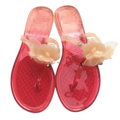 China New Wholesale 2022 Anti-slippery Color Jelly Ladies Fail Slippers Women Lady Young Girl Summer Flower PVC Shoes The Latest For Girl for sale