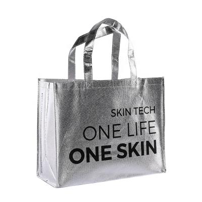 China Recycle& Customized Reusable Reusable Silver Nonwoven Extra Large Gold Lamination Durable Shopping Bag for sale