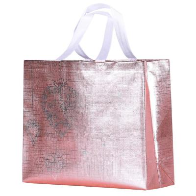 China Recycle& Customized Reusable Extra Large Reusable Gold Lamination Silver Nonwoven Metallic Shopping Bag Durable for sale