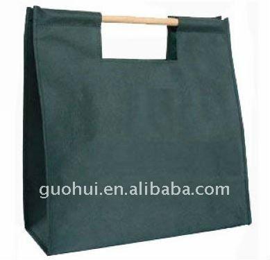 China Premium Wooden Handled 600D Shopping Bag for sale