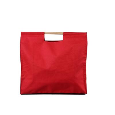 China Eco-friendly 600D With PU/PVC Coated Shopping Bags With Wooden Handle , High Quality Tote Shopping Bags for sale