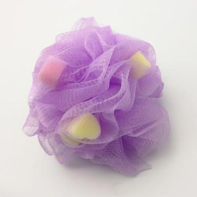 China All New Design Natural PE Shower Ball Yellow, Pink, Sky Blue Color Heart Sponge for sale