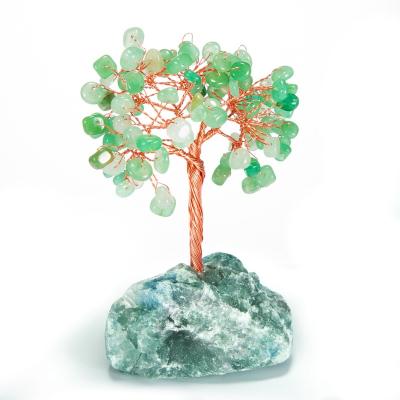 China Natural Green Aventurine Crystal Tree of Feng Shui Copper Money Tree of Europe Chakra Healing Stone for sale