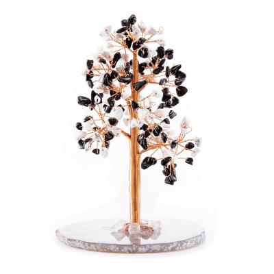 China Feng Shui Stone Tree Black Obsidian Crystal Life Tree Europe Agate Base for sale