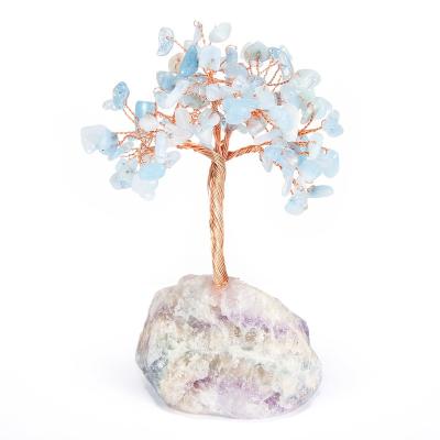 China Europe Home Decor Crystal Supplier Money Tree Green Blue Stone Crystal Tree of Life for sale