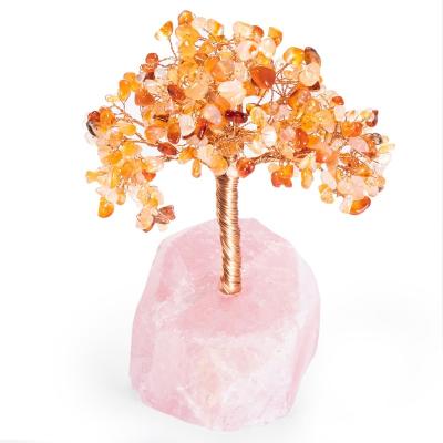 China Wholesale Gemstone Chips Red Jasper Crystal Tree from Europe with Rose Quartz Base for sale