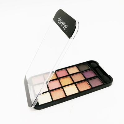 China 15colors Waterproof Makeup Highlighter Cosmetics Makeup Glitter Shimmer Eyeshadow Palette With Phone Shape for sale