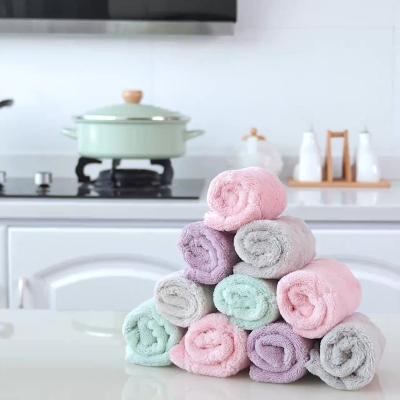 China Kitchen Microfiber Oil Wash Cloth Dish Viable Absorbent Towel Non-Stick Cleaning Cloth Household Dishwashing Wiping Tools for sale