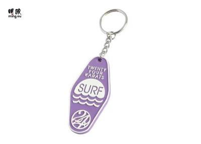 China Company Use Custom Rubber Keyrings , Beautiful Purple Pvc Key Tag OEM / ODM for sale