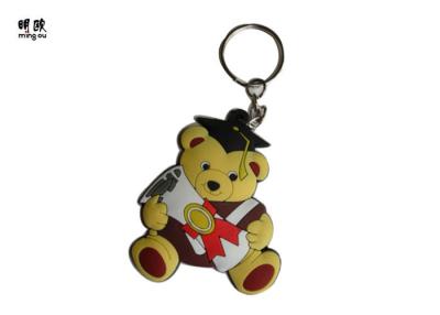 China Cute Bear Soft PVC Keyrings Gift Comic Carton Style Shiny Nickel Chain for sale