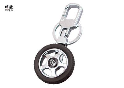 China Car Brand Cool Soft PVC Keyrings Customized Black Tyre Shaped Epoxy Sticker Logo for sale