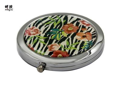 China Round Shaped Small Compact Mirror Silver Color Epoxy Enamel For Advertising for sale