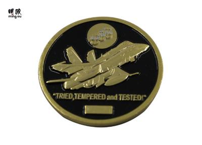 China Plane Design Custom Challenge Coins With Black Soft Enamel Fill for sale