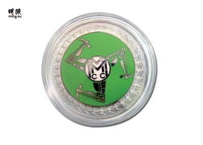 China Round Shape Sports Souvenir Coins Silver Green & Black Hard Enamel Fill for sale